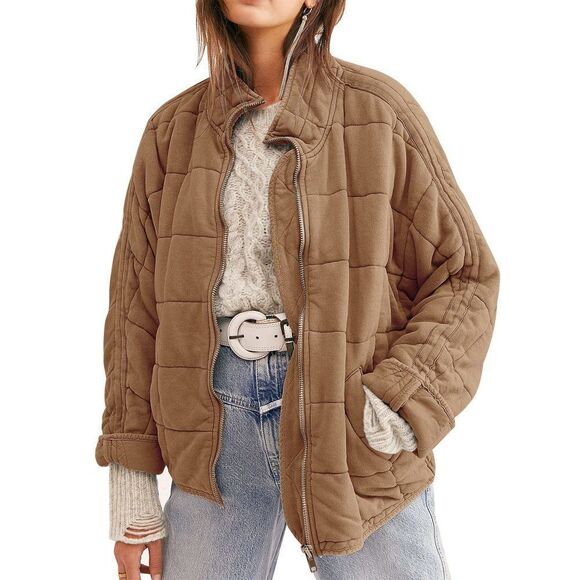 ETCYY Women's Causal Lightweight Quilted Jackets Long Sleeve Oversized Warm Win - Picture 1 of 15